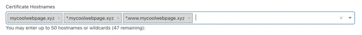 Covered hostnames for Advanced Certificate Manager