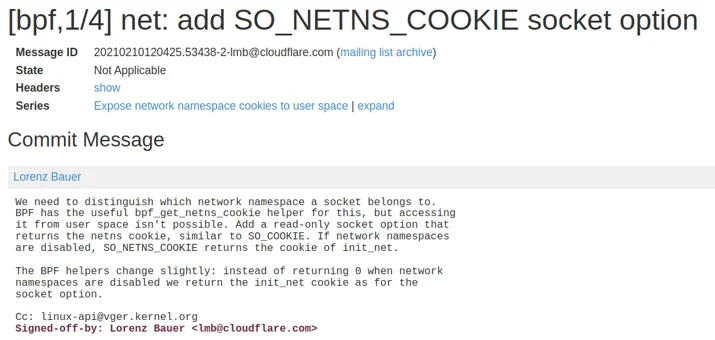 add SO_NETNS_COOKIE socket option patch