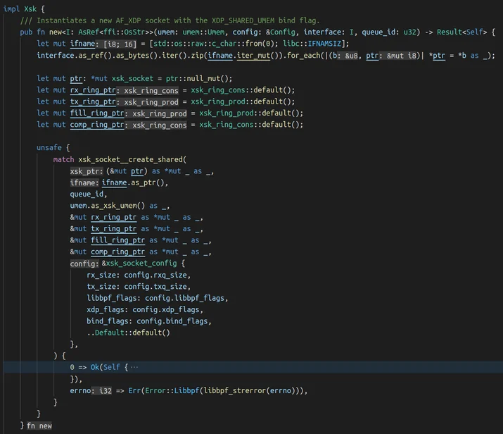 Rust Xsk creation code snippet