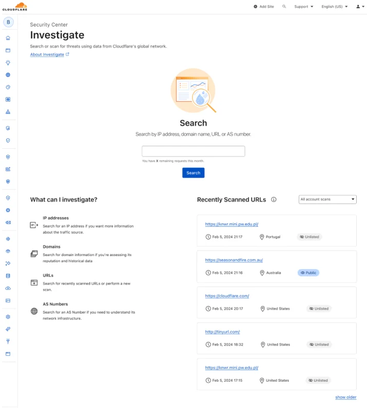 Security Center in the Cloudflare Dashboard